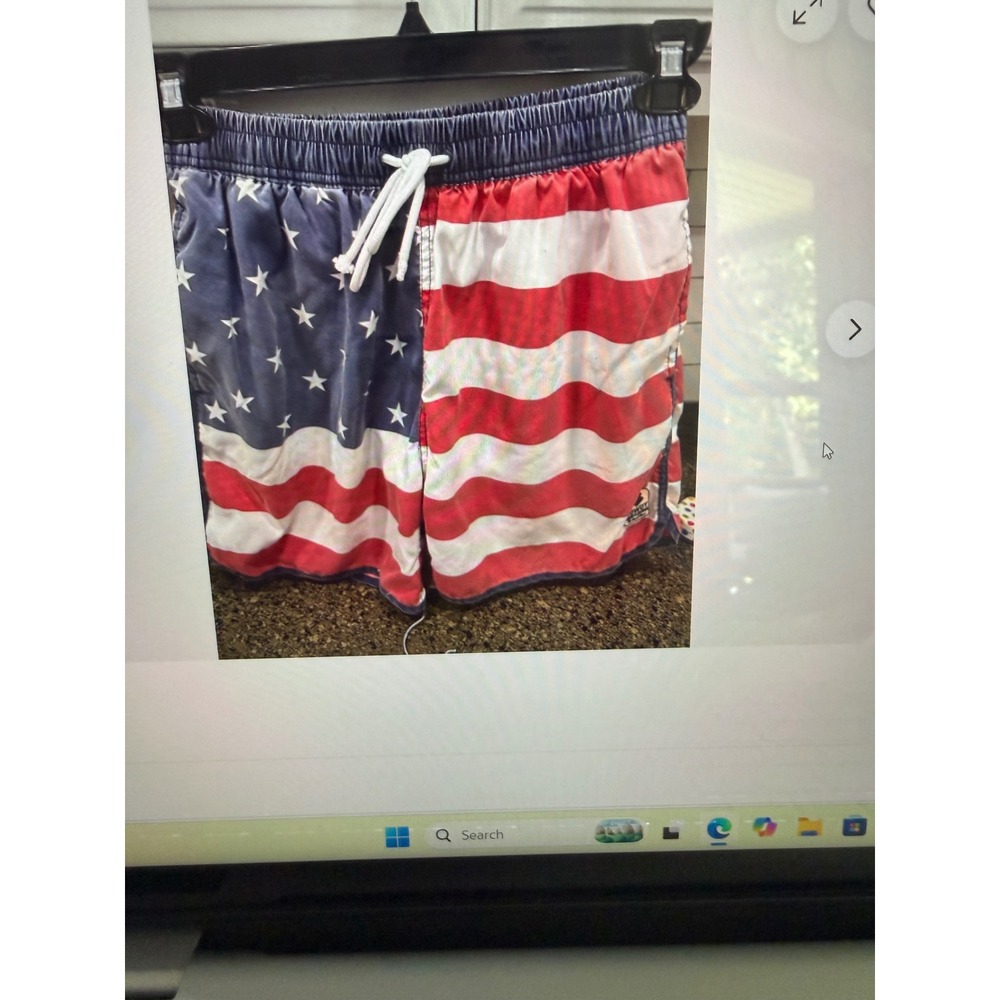 Rowdy Gentleman American Flag Swim Trunks Mens Patriotic red White Blue